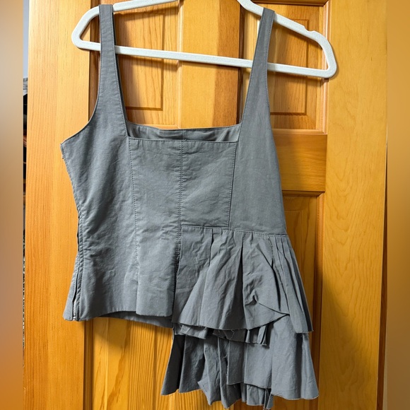Zara Taupe Sleeveless Asymmetrical Tank - Picture 2 of 4